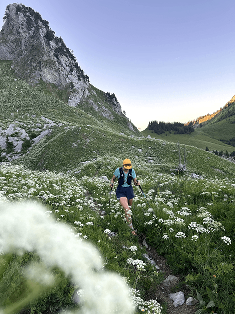 Woman running with stroller
